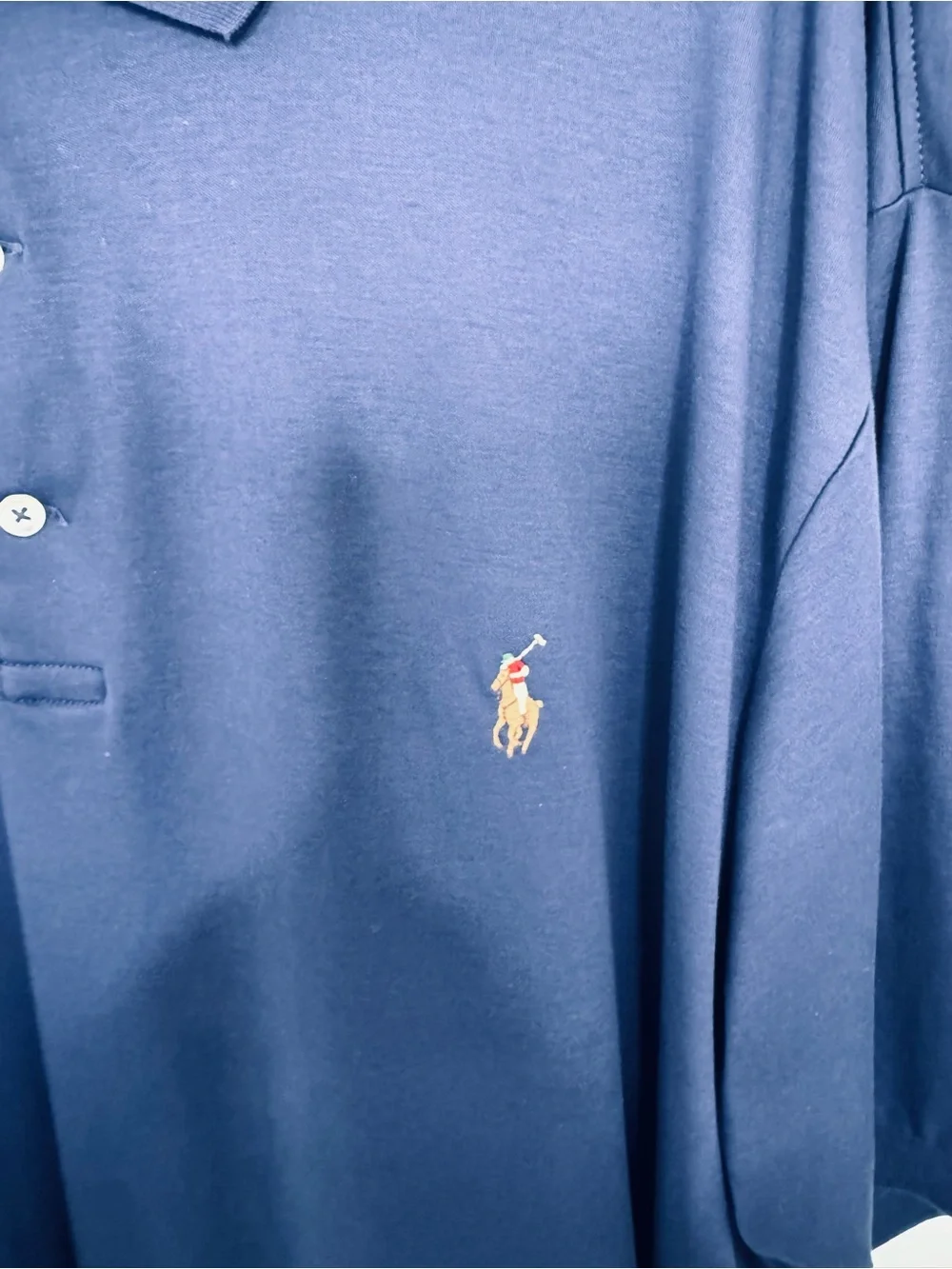 Men's Ralph Lauren Soft Cotton Polo Shirt Refined Navy Blue Multi Pony 2XLT NEW